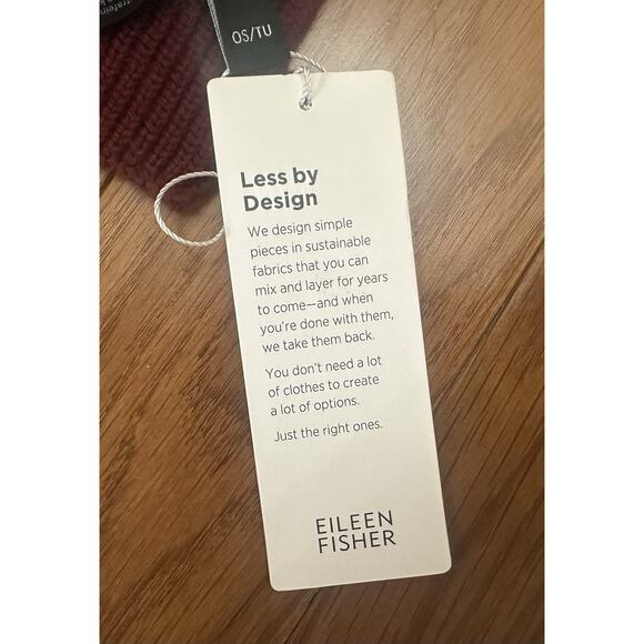 Eileen Fisher long Ribbed Edge Burgundy wool scarf NEW - Picture 3 of 3